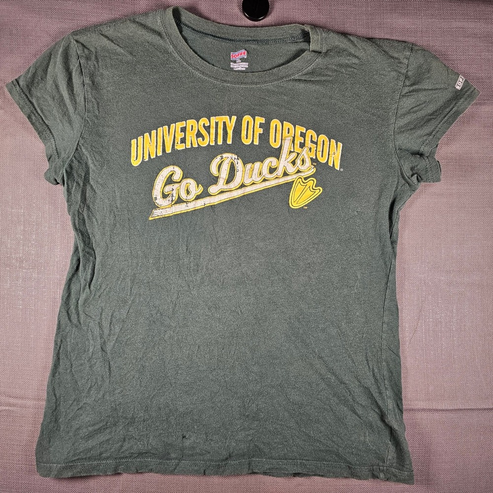 Soffe University of Oregon Go Ducks Graphic T-Shirt Green Womens XL Short Sleeve